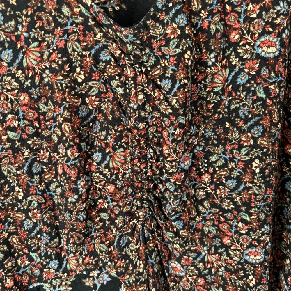 FatFace Multicolor Nate Craft Floral Print Puff Sleeve V-neck Midi Dress Size 12 - Picture 9 of 10